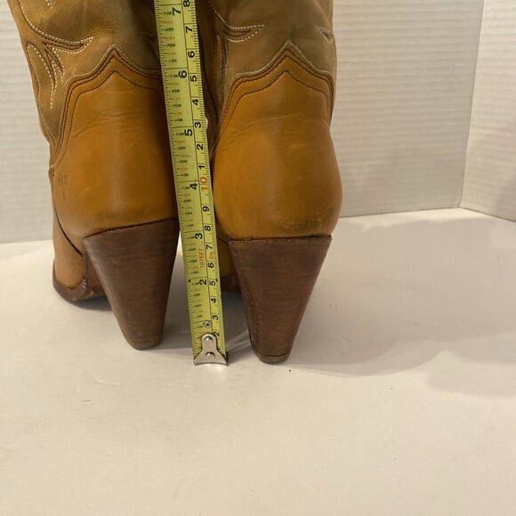 Vintage Frye Cowboy Boots Brown Suede Leather Western Pull-On Boots Size 7B - Picture 9 of 14